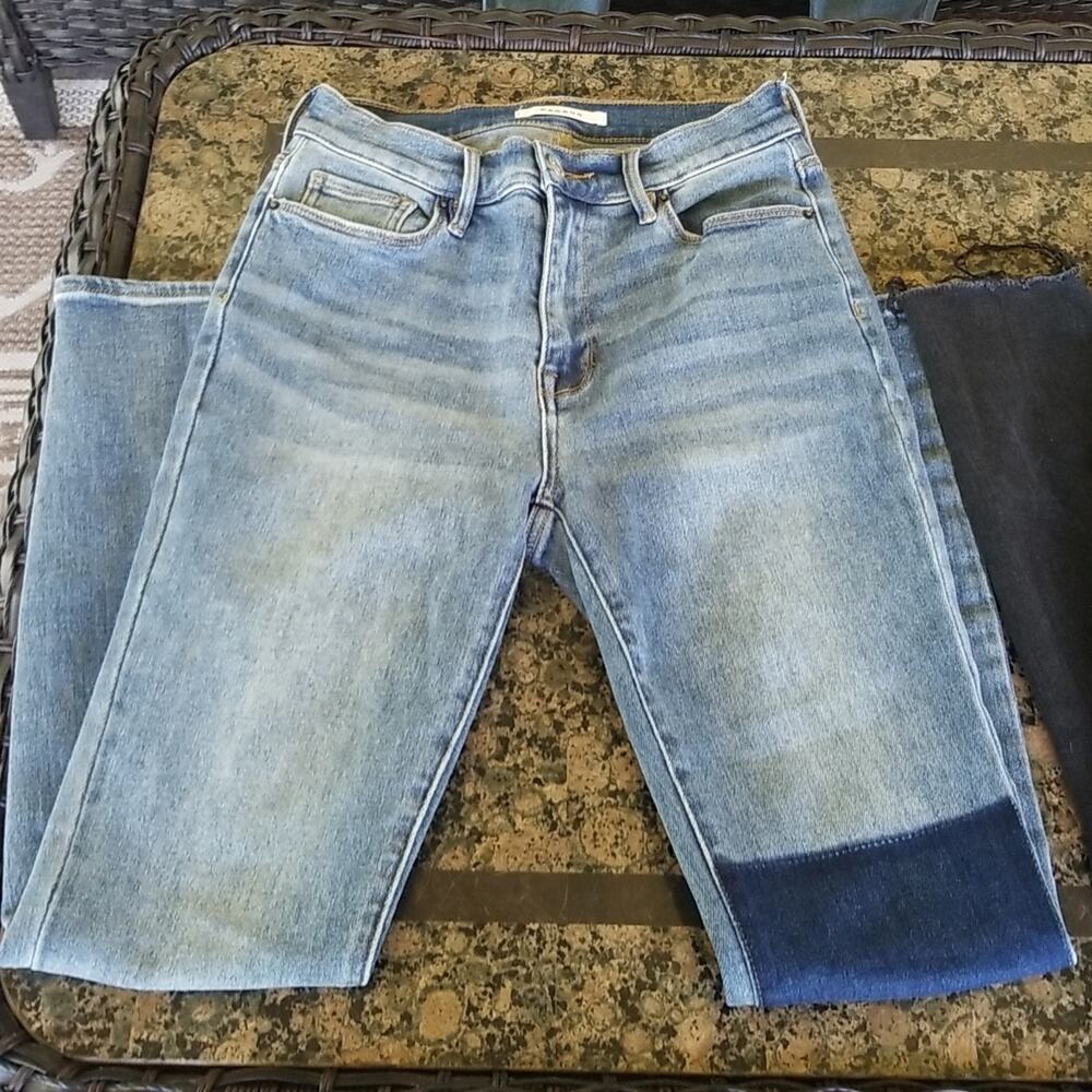 PacSun Jeans 26 Hi Rise Patchwork Light Wash Black 2 pair - Picture 4 of 8